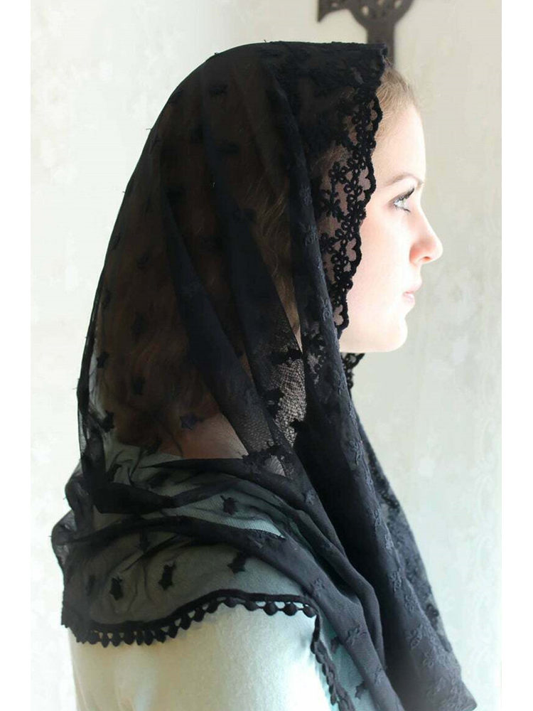 

2021 Latest Lace Muslim Wedding Veil Bridal Accessories Ivory, Black