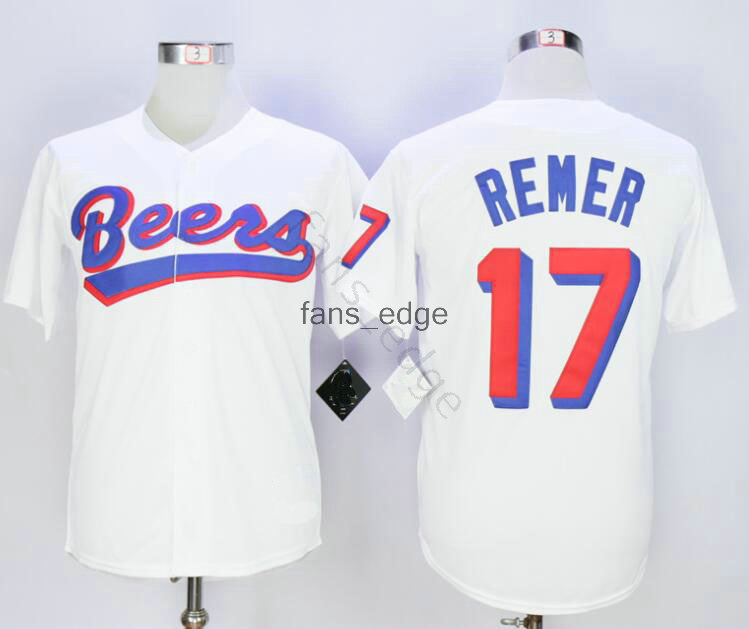 

Mens Doug Remer 17 Joe Coop Cooper 44 BASEketball Jersey BEERS Movie Button Down White All Stitched Stitch Sewn High Quality Jerseys, Black;red