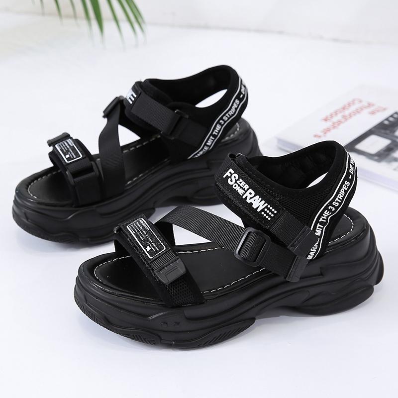 

Women's Fashion Shoes Woman Casual Zapatos De Mujer High Heels Sandals Women Height Flat Platform Thick Bottom Dress, Black