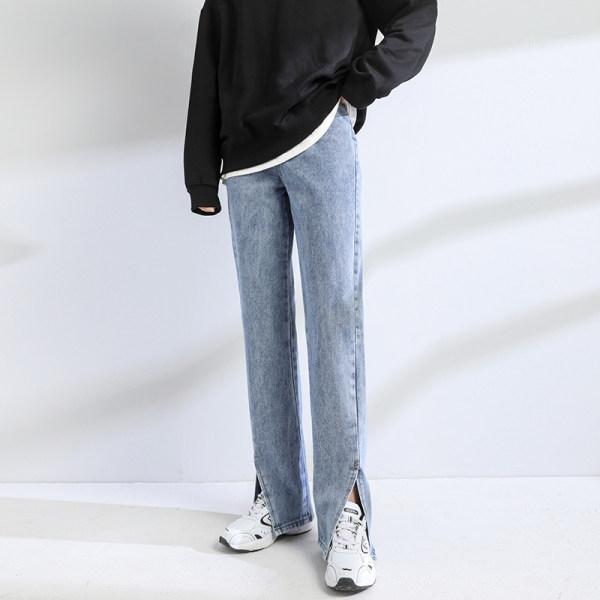 

Women's Jeans 2021 Spring Fashion Ladies Solid Color Retro High Waist Wide Legs Simple And Versatile Chic Casual Pants, Beige