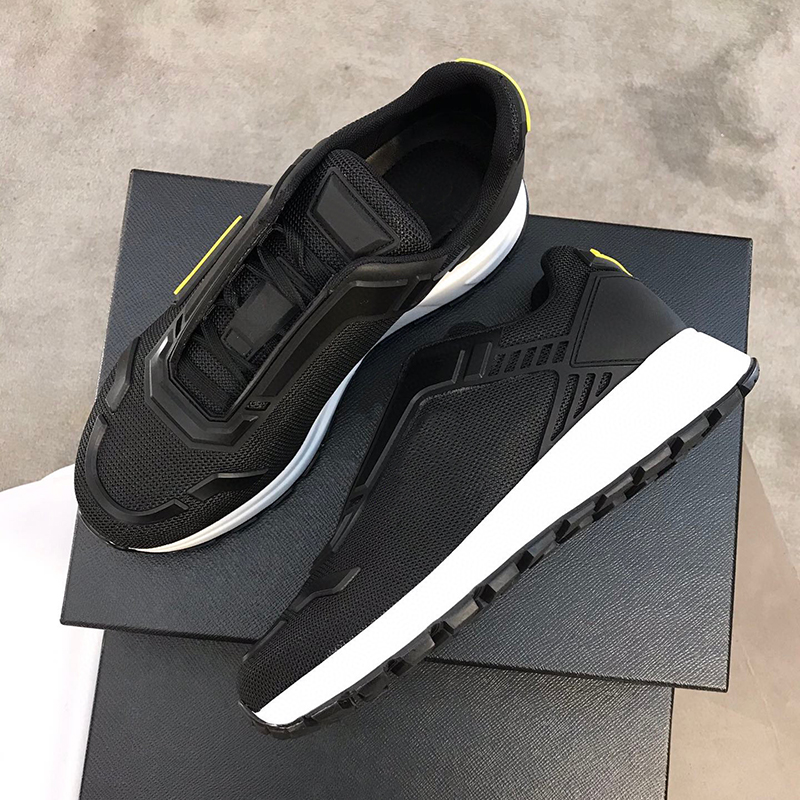 

PRAX 01 Nylon Fabric Sneakers Men Designer Shoes Three-dimensional Injected Rubber Bottom Mens Trainers Lace-ups Runner Shoe With Box 297, Black