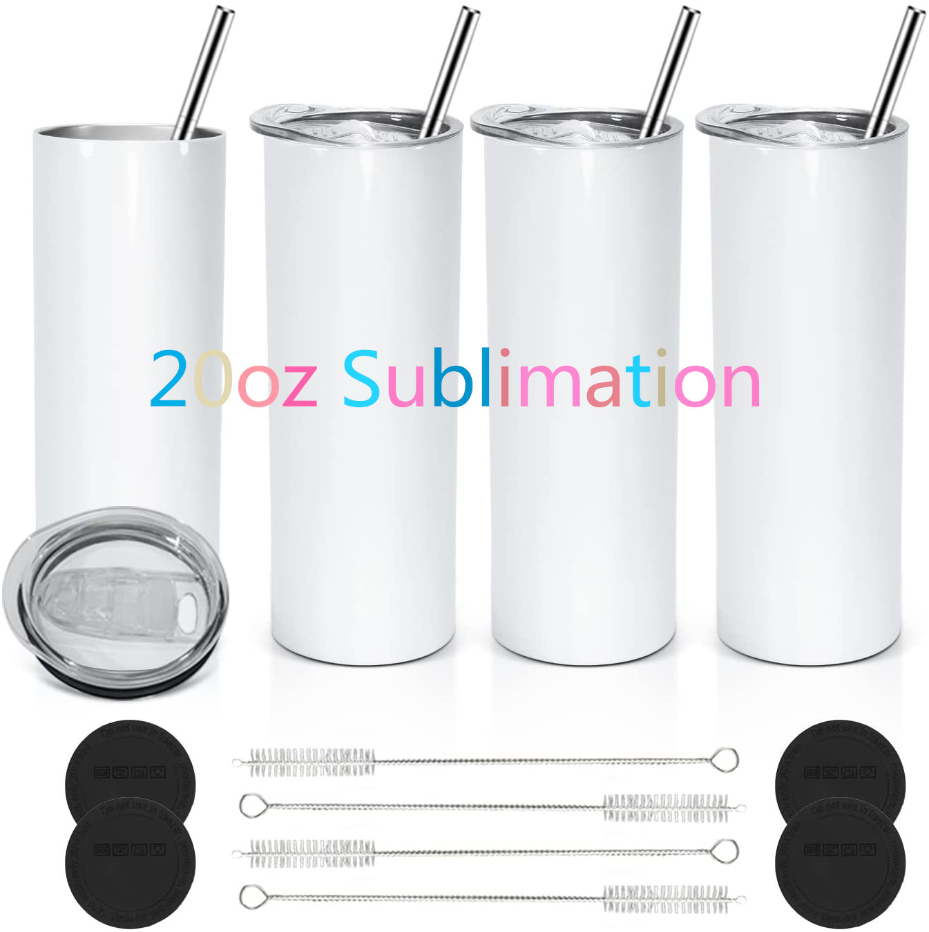 

DHL US Stock 20oz Sublimation Tumbler Blank Stainless Steel Tumbler DIY Straight Cups Vacuum Insulated 600ml Car Tumbler Coffee Mugs T132, Multi-color
