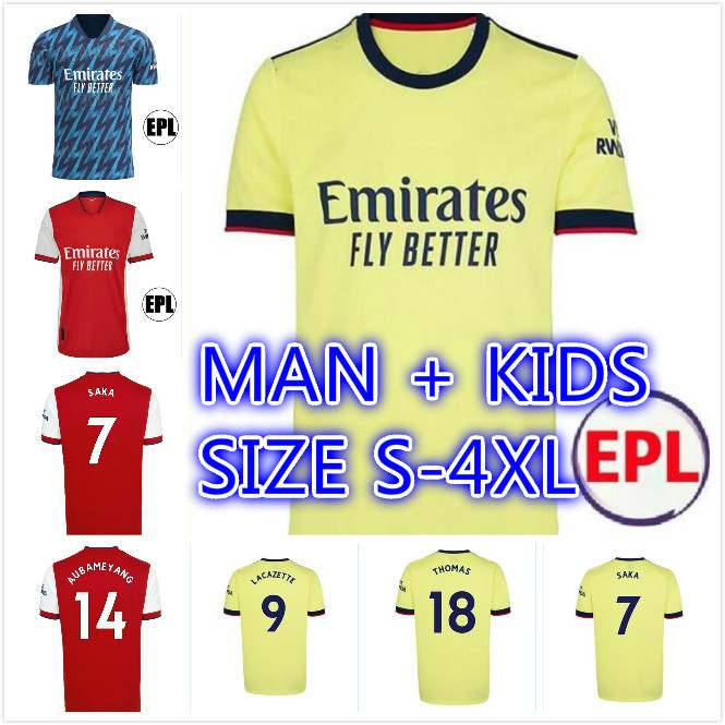 

large size S-4XL XXXL XXXXL Arsen soccer jersey 21 22 gunners ODEGAARD THOMAS PEPE SAKA TIERNEY HENRY WILLIAN SMITH ROWE 2021 2022 football shirt men kids sets uniform, 21/22 kids size