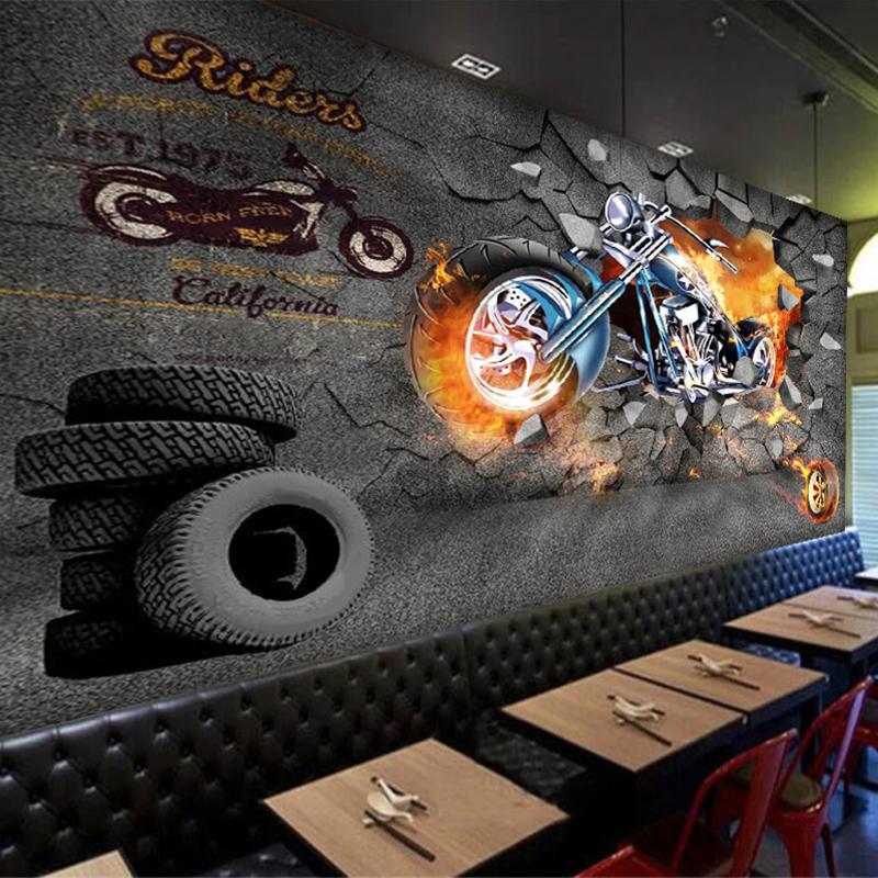 3D Retro Motorbike Motorcycle Poster Wall Paper Mural Prints Rumpus Decal Decor