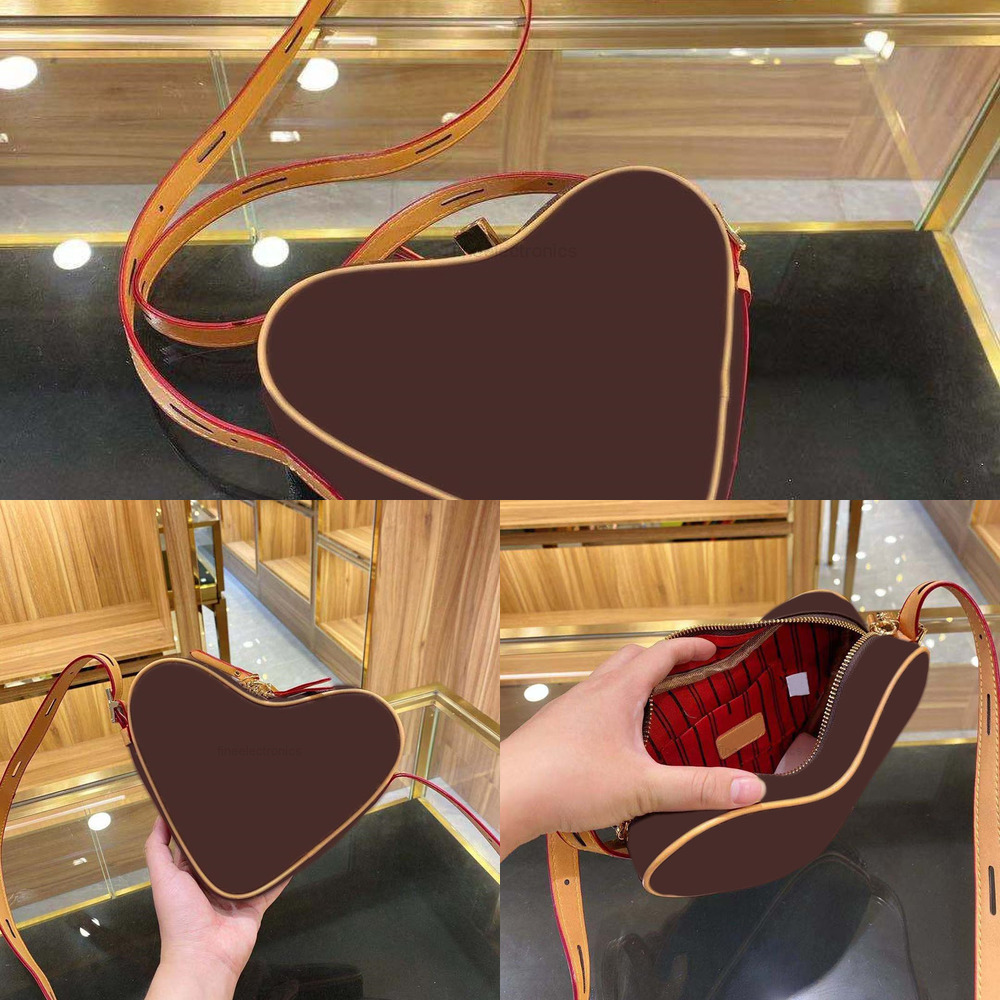 

Luxury designers high-quality bag shoulder women's fashion pattern heart-shaped classic models bags P1111-25, Brown