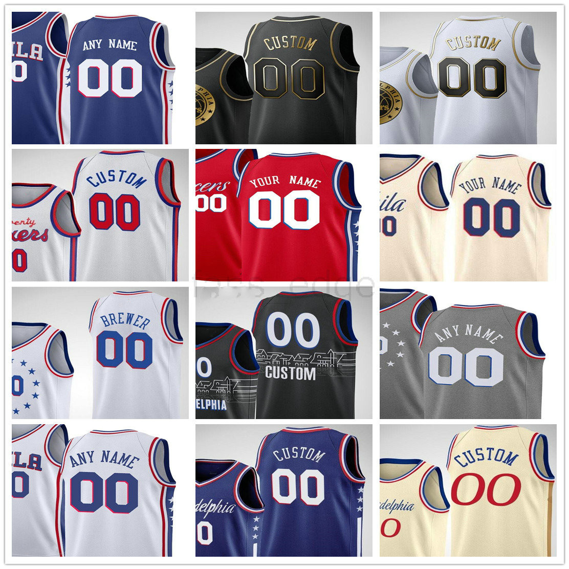 

Custom Joel 21 Embiid Ben 25 Simmons Tobias 12 Harris Dwight 39 Howard Seth 30 Curry 3 Iverson Men Woman Kids Youth Basketball Jerseys, As photo 3