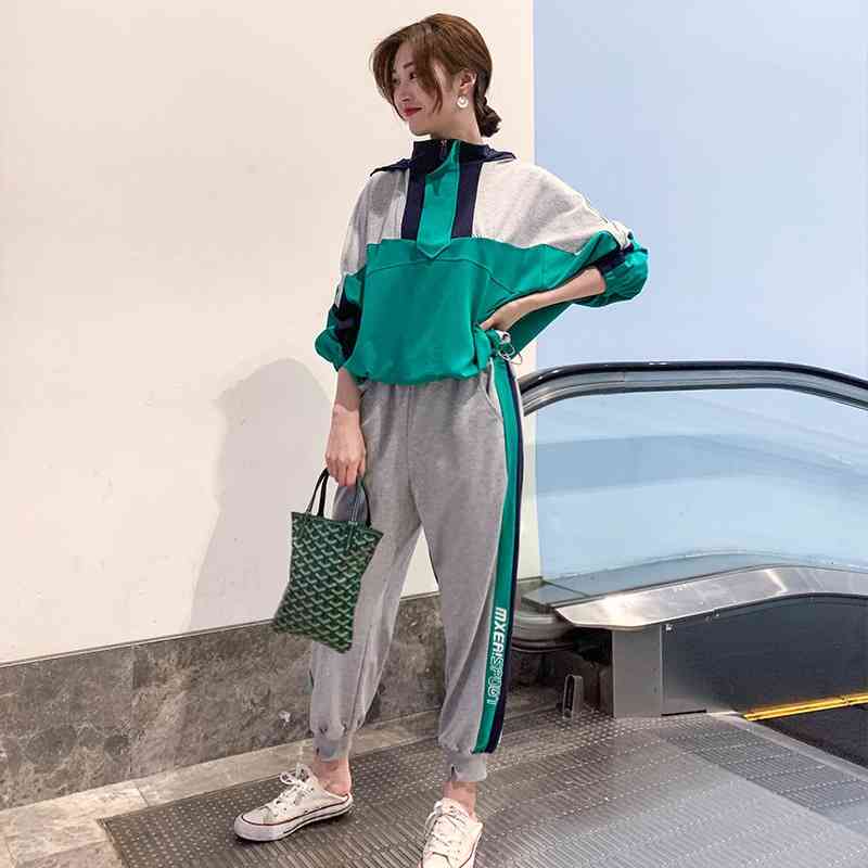 

Sweater suit women's 2021 spring dress new small man super hot fashion foreign style age reduction sports and leisure two-piece set, Gray