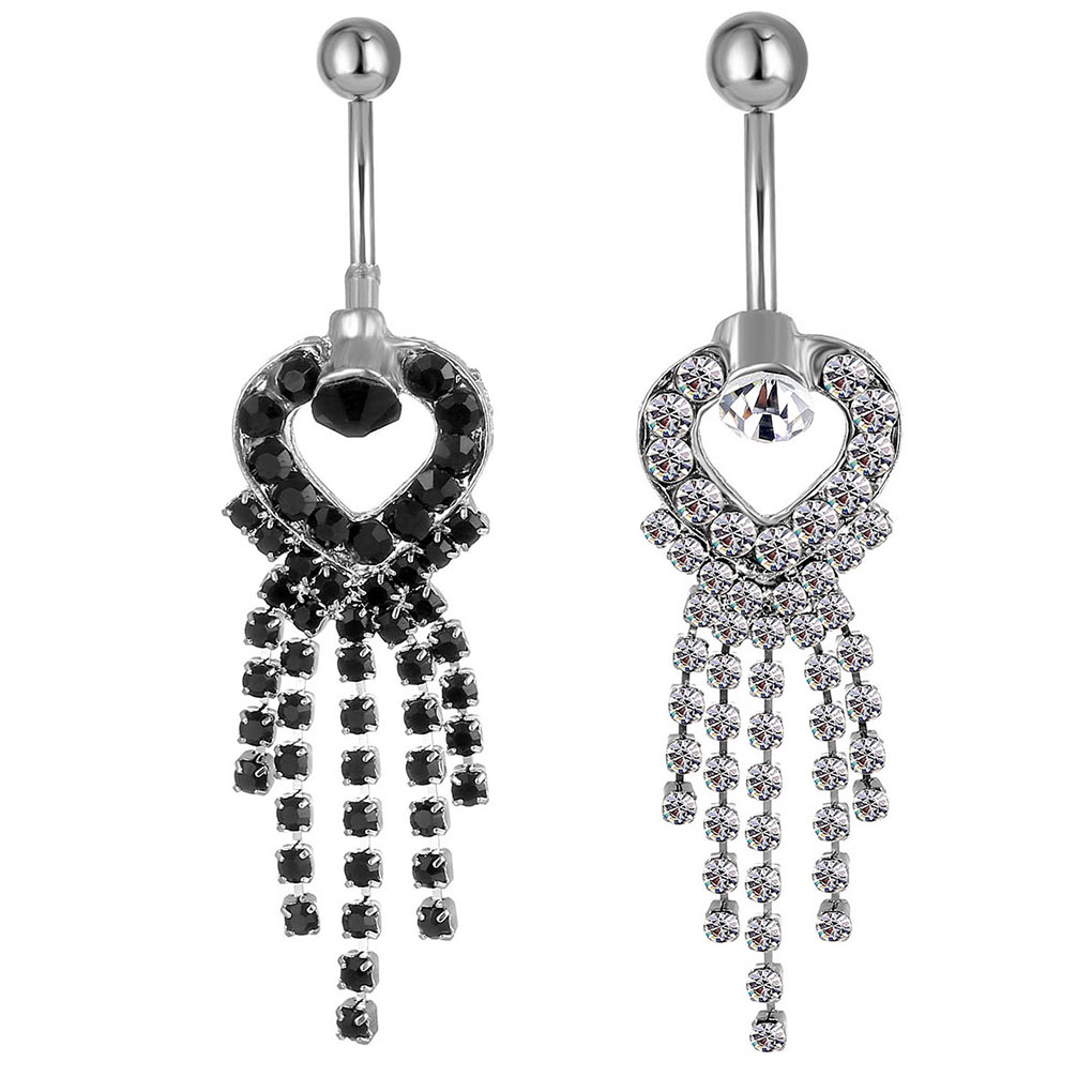 

D0107 Heart Belly Navel Button Ring, Silver