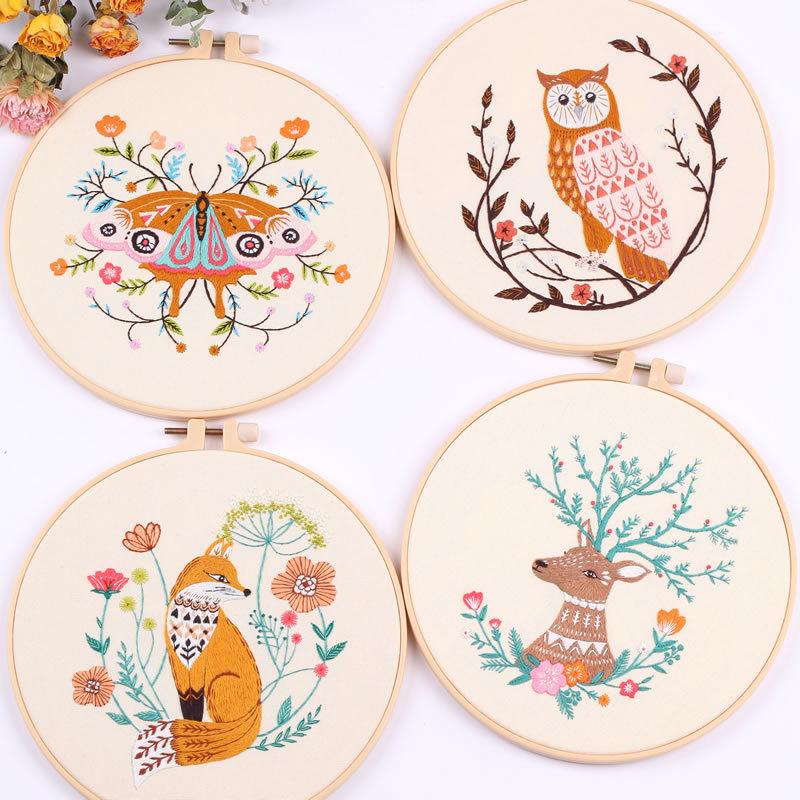 

Other Arts And Crafts Creative Embroidery DIY Material Package Beginner Semi-finished Product Kit Animals Butterfly Cross Stitch
