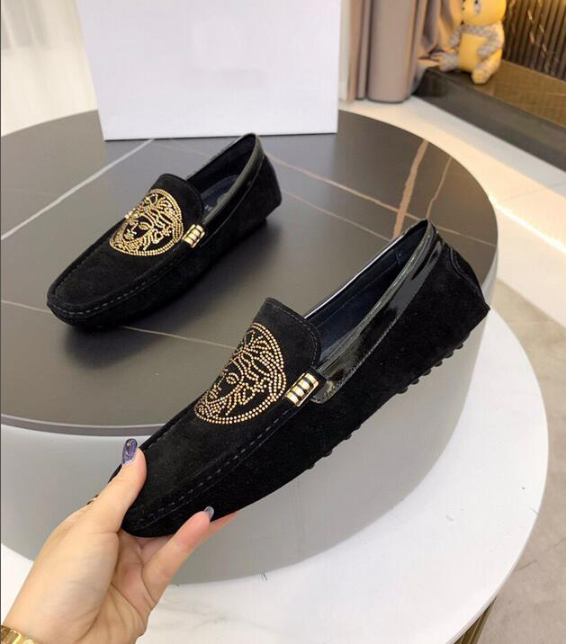 

[Orignal Box] Luxury Name Ver Mens Loafers Gommino Driving Shoe Italy Walk Formal Slip-On Gentleman Dress Shoes Size 38-46, Black