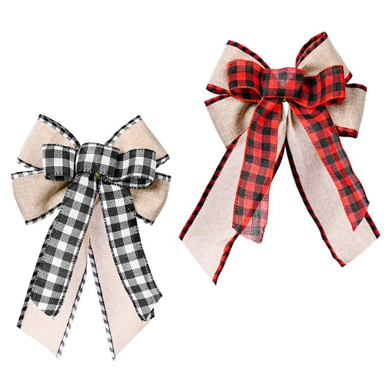 

Christmas Decorations 2pcs Decorative Imitation Linen Bows DIY Present Packing Bow Decor
