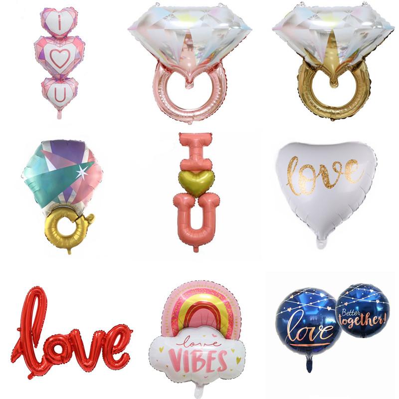 

Party Decoration 1pc Large Diamond Ring Foil Balloon Bride Love Engagement Bridal Shower Wedding Valentine's Day Supply