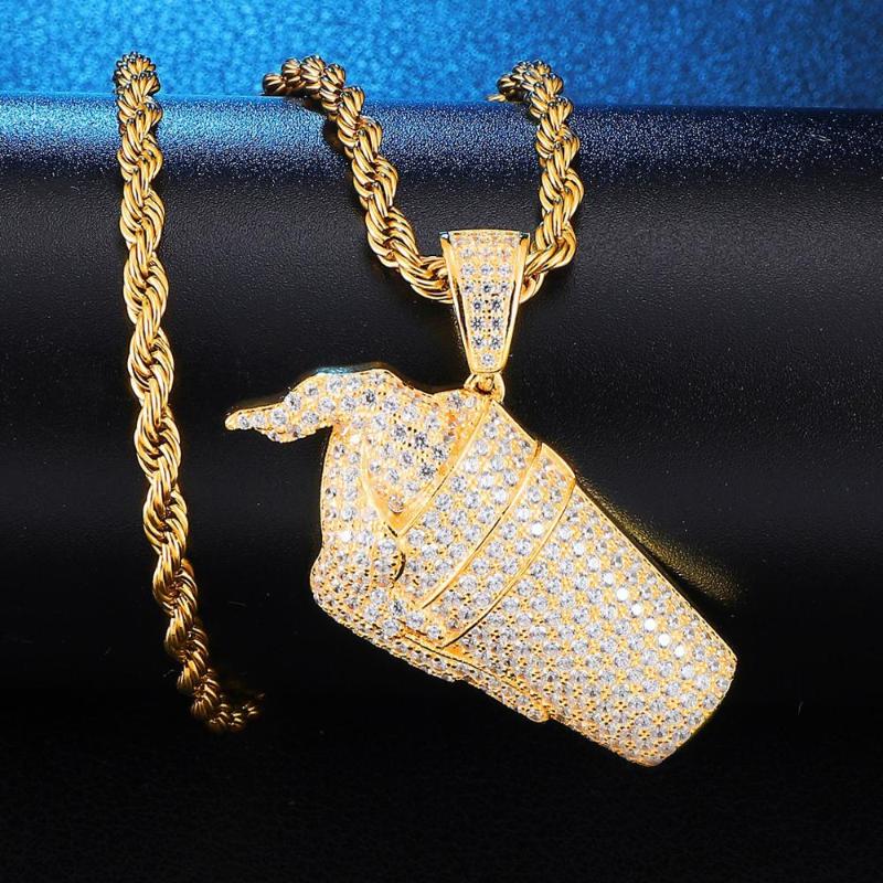 

Pendant Necklaces Hip Hop Iced Out Bling Cream High Quality Zircon Necklace Fashion Jewelry For Women And Man