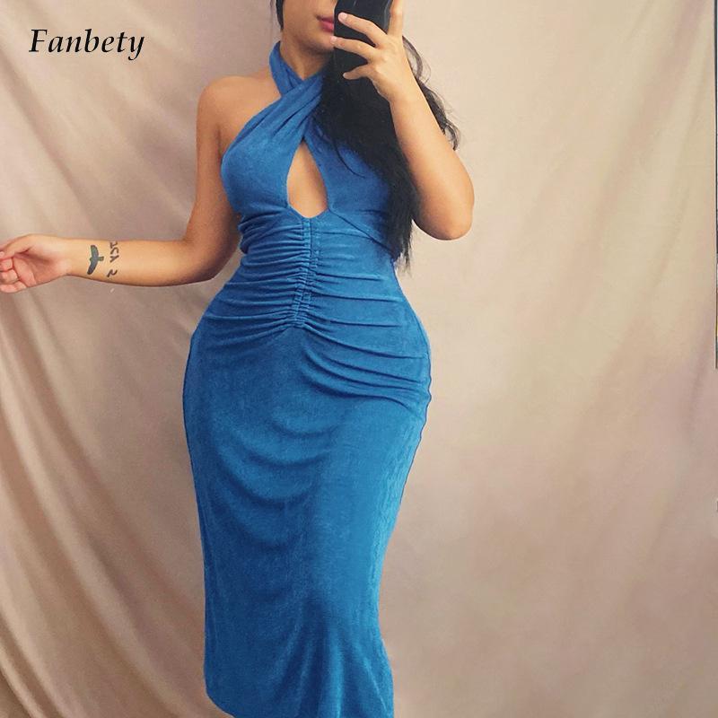 

Casual Dresses Fashion Solid Hollow Out Women Elegant Criss-Cross Halter Backless Party Dress Office Knit Bright Sleeveless Maxi, Black;gray