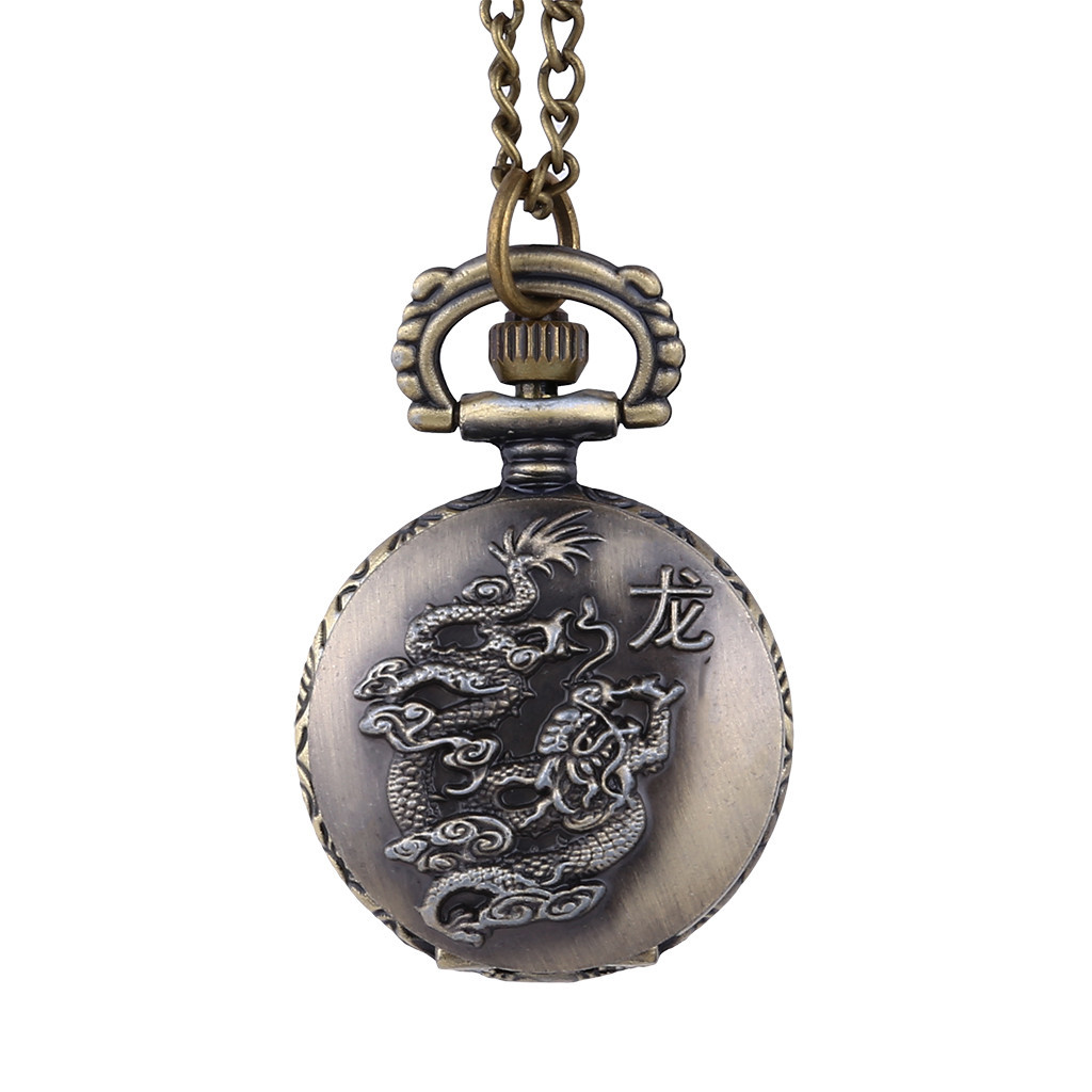 

Chinese Dragon Pocket Watch Steampunk Quartz Fob Watch With Chain Gift For Grandpa Dad Men Birthday Montre Homme Relogio Masculi
