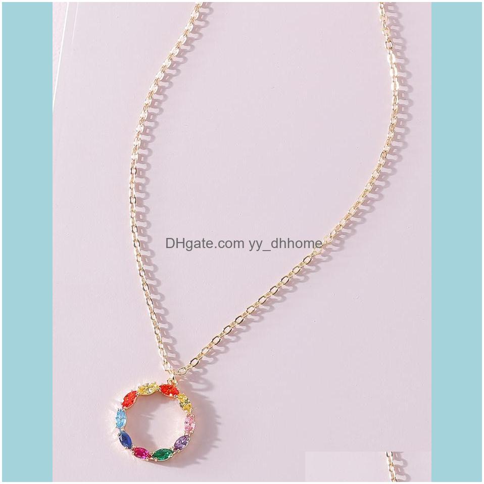 

& Pendants Jewelrycolorful Crystal Zirconia Delicate Chain Link Round Pendant Necklace For Women Necklaces Drop Delivery 2021 Agwx6