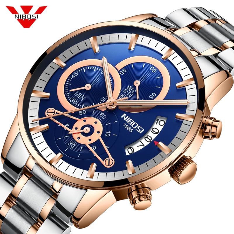 

Wristwatches NIBOSI Quartz Sport Watch Relogio Masculino Chronograph Military Army Watches Clock Men Top Creative Gold, Slivery;brown