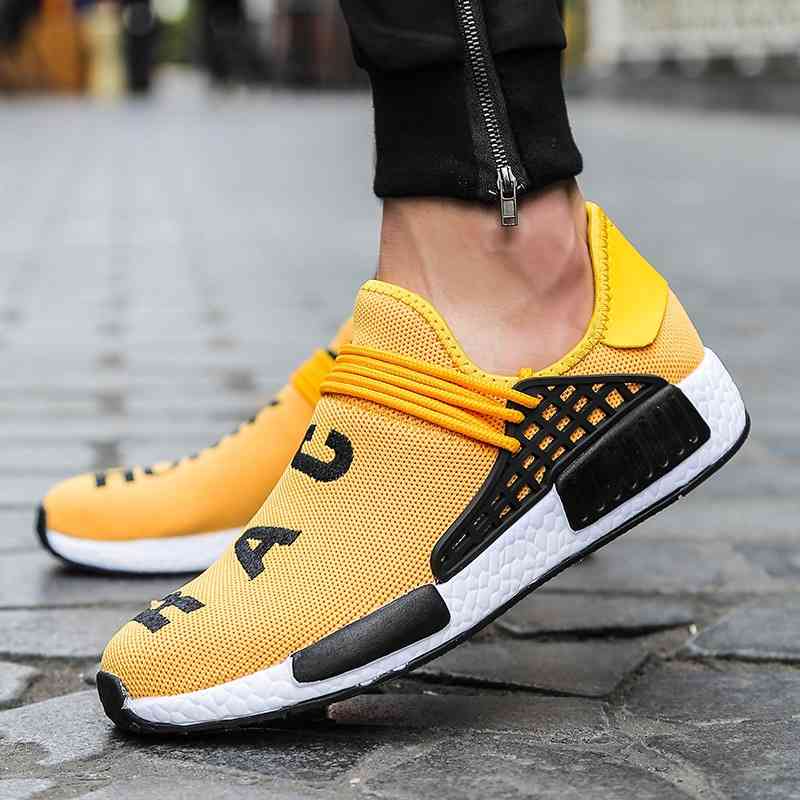 

Yellow Human Race Sneakers Men Women Casual Shoes Unisex Fashion Breathable Outdoor Light Trainer Walking Tenis Masculino, Black