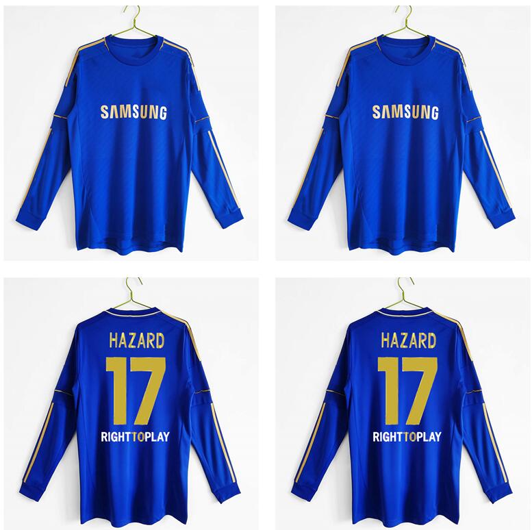 

2012 2013 RETRO soccer jerseys Gold long sleeve full vintage HAZARD TORRES 12 13 football shirts classic blue, Long sleeve 12/13 with patches