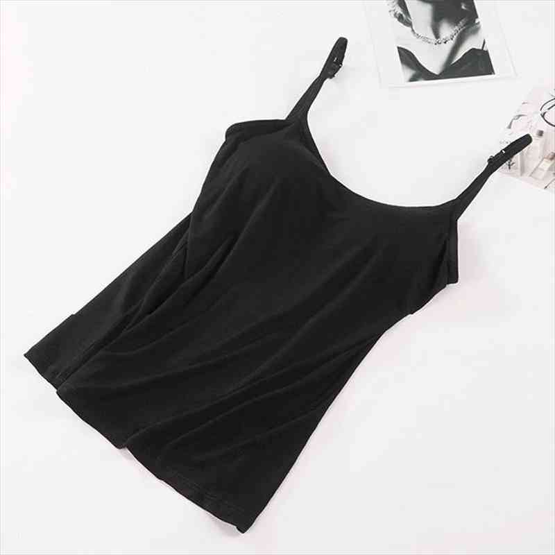 

Spaghetti Top Vest Padded Womens Cami Bra Camisole With Built In, White