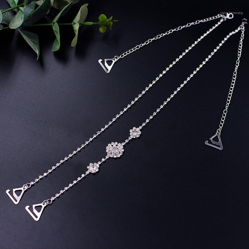 

Chains Luxury Women Adjustable Bra Holder Anti Skid Strap Round Rhinestone Crystal Shoulder Chain Sexy Fashion Wedding Bridal Jewelry