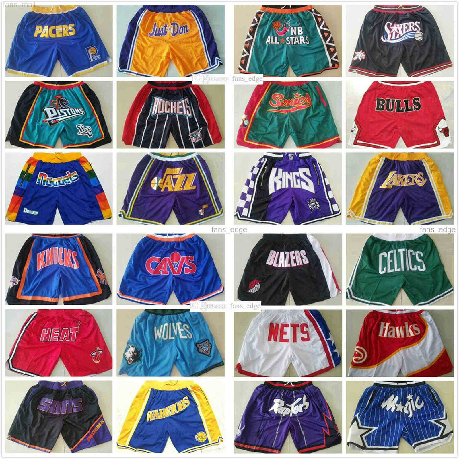 

All Team Just Don Basketball Shorts Retro Los\rAngeles\rLakers\rShort Sport Purple Black White Yellow Hip-Pop Pants With Pocket Zipper, White;black