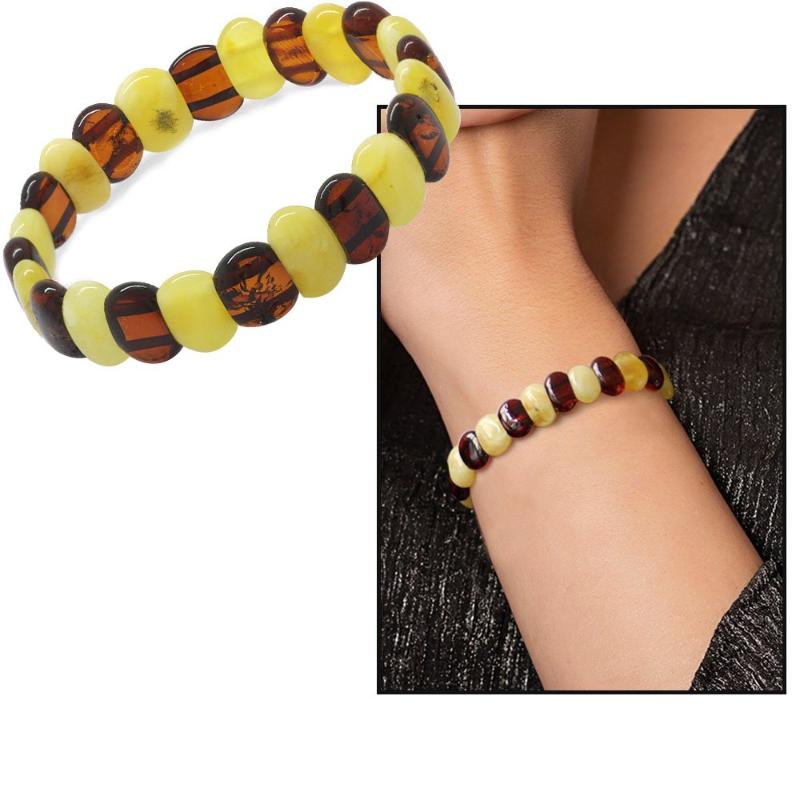 

Bangle Tesbihane Red-Yellow Color Natural Amber Drop Women 'S Bracelet