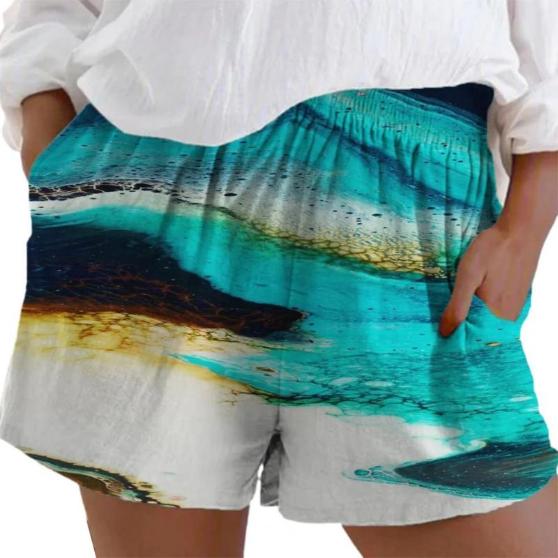 

Women's Shorts 2021 Summer Colorful Comfortable Women Floral Print Loose Thin Elastic Waist Pocket Casual For Daily Beach Sport, Green
