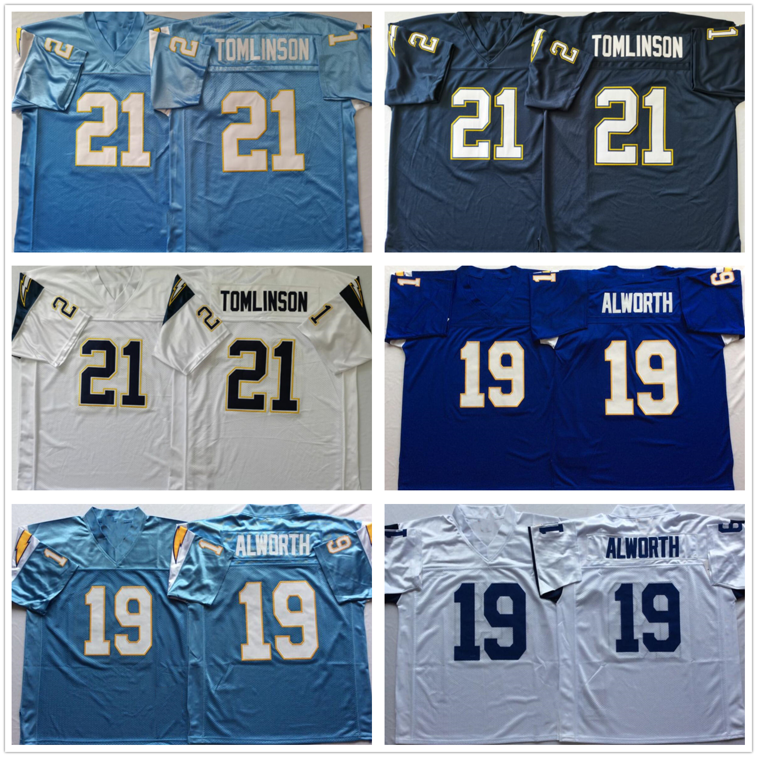 

NCAA Vintage Football wear jersey 21 TOMLINSON 19 alworth 55 seau 14 fouts 80 winslow, White