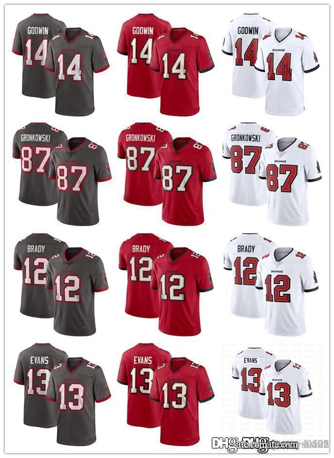 

Men women Tampa Bay Buccaneers 12 Tom Brady 45 Devin White 87 Rob Gronkowski 14 Chris Godwin 13 Mike Evans Football Jerseys, Black;red