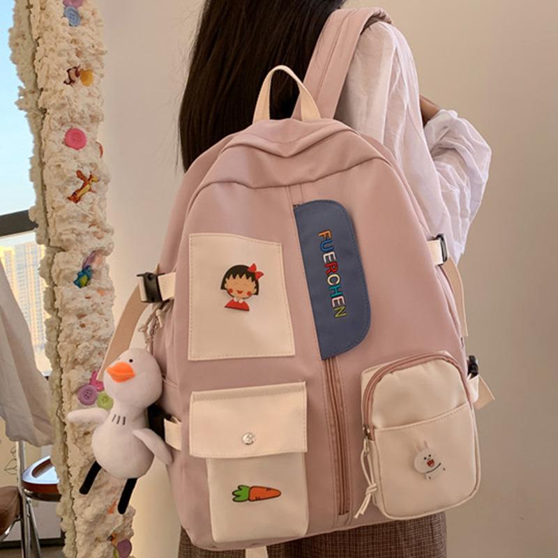 

Multiple Pocket Waterproof Nylon Women Backpack Large Capacity Schoolbag For Teenage Girls Travel Bag Lovely Book Mochila School Bags