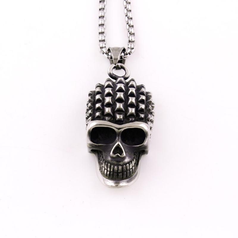 Pendant Necklaces Rock Cool Hair Style Skull Skeleton Charm Necklace For Women Men Jewelry Stainless Steel Provide Drop-image-700115212
