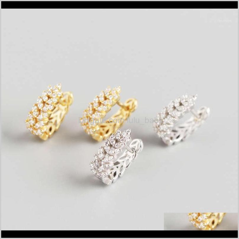 

& Hie Jewelryreal 925 Sterling Vintage Style Leaves Earrings Sier Leaf Gold Fashion Hoop Zircon Fine Jewelry For Girls And Women 1 Drop Deliv
