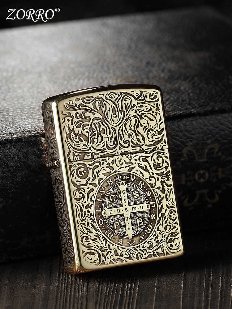 

Zorro Pure Copper Kerosene Lighter Windproof Personality Constantine Retro Lighter Personality Exorcism Smoking Accessories H0909