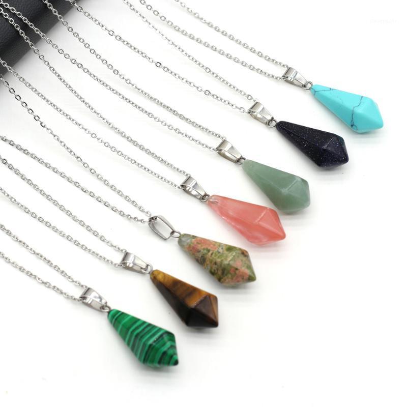 

Chains Selling 2021 Fashion Natural Semi-precious Stones Pendant Conical Exquisite Necklace Size 14x27mm Chain Length 45cm