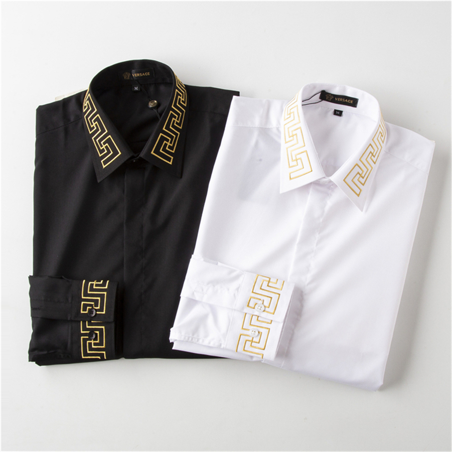 

2022 Designers Mens Dress Shirts Business Fashion Casual Long Sleeve Shirt Brands Men Spring Slim Fit chemises de marque pour hommes Clothing M-3XL #61, Black