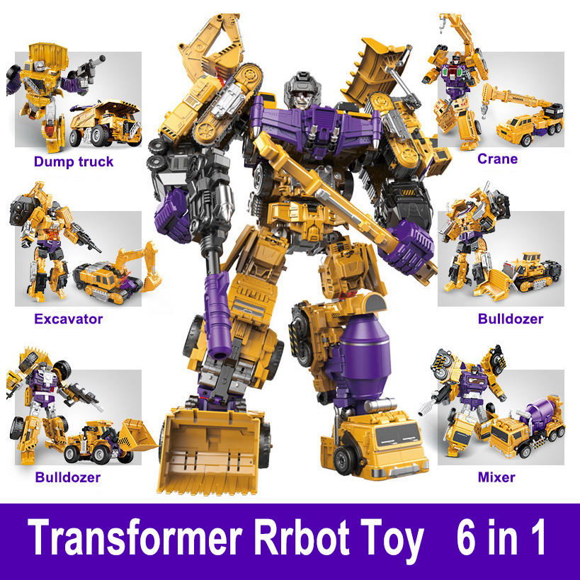 

Transformation Robot Toy 6 in 1 Engineering Vehicle Model Educational Assembling Deformation Action Figure Car Toy for Children, Jj631a without box