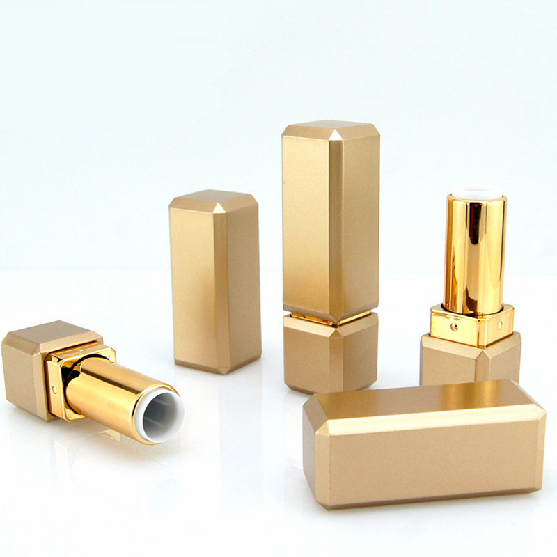 

12.1MM Makeup Cosmetic DIY Lipsticks Lip Balm Empty Container Square Tube Empty Lipstick Tube with Lid Cap,Gold