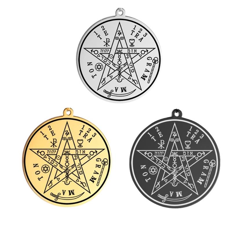 

Charms My Shape 1 Piece Wiccan Pentacle Pentagram Amulet Talisman Pendant For Men Necklace Stainless Steel Vintage Religous, Bronze;silver