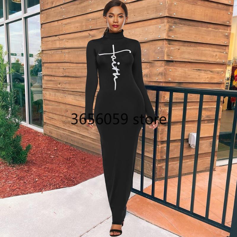 

Ethnic Clothing Vestidos Ladies Plus Size Dresses For Women 2021 Autumn Winter Turtleneck Long Bodycon Maxi Dress Robe Longue Femme