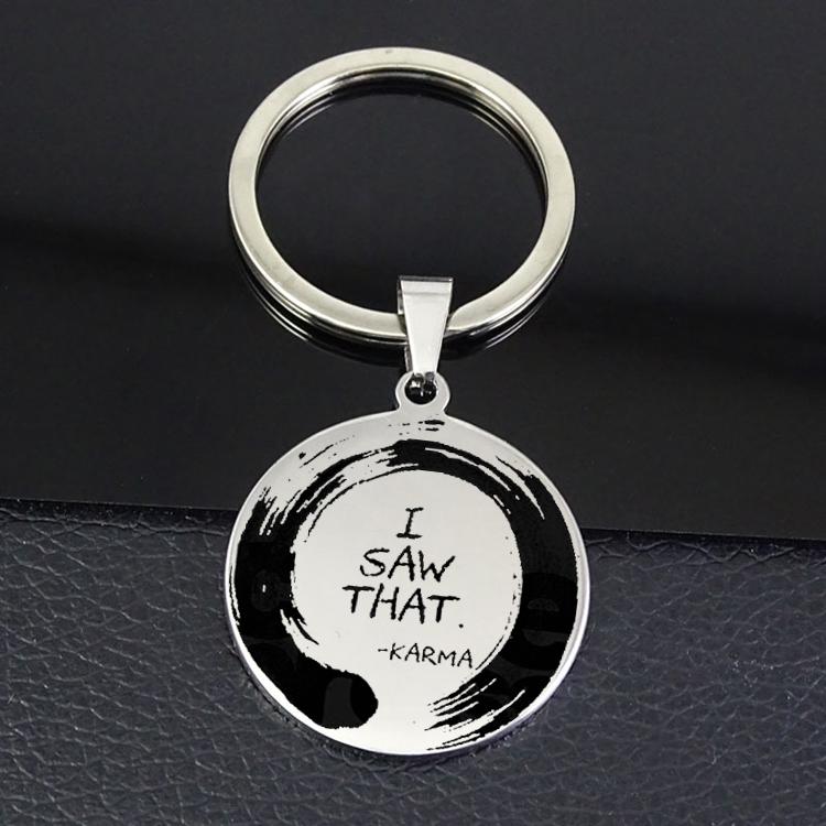 

Keychains Personality Letter Keychain Selling "I SAW THAT" Circle Charm Karma Jewelry For Men And Women YP6963