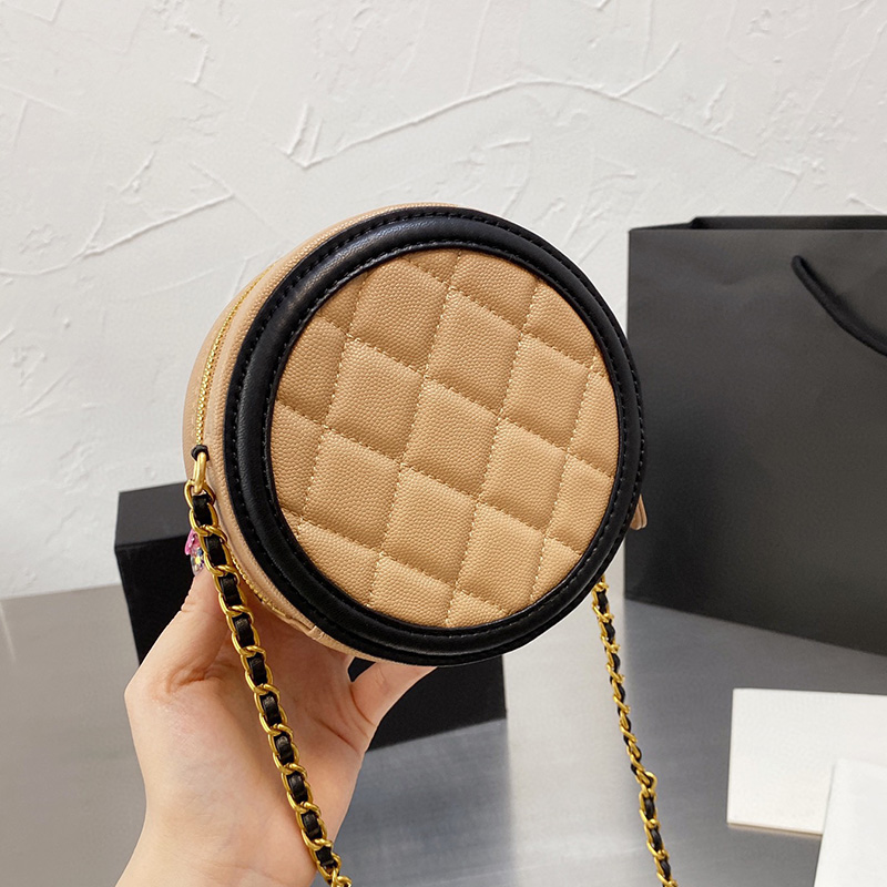 

21Ss Women Circle Round Vanity Bags Caviar Leather Calfskin Matelasse Chain Cross Body Shoulder Quilted Top Quality Girls Lady Cosmetic Luxury Designer Handbag 19c, Black c bags