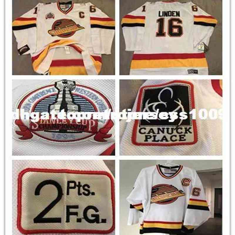 

New Jerseys Trevor Linden Vancouver Jersey Stanley Cup 1994 Rare Mens Personalized Stitching Jerseys Vintage Long Sleeves, Yellow