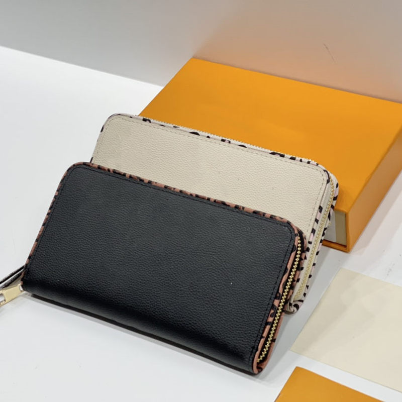

women Fashion Long Wallet luxurys designers lady Coin Purse Card Case Holder black white leather pizzer 2021 summer new style high-quality C, Red;black