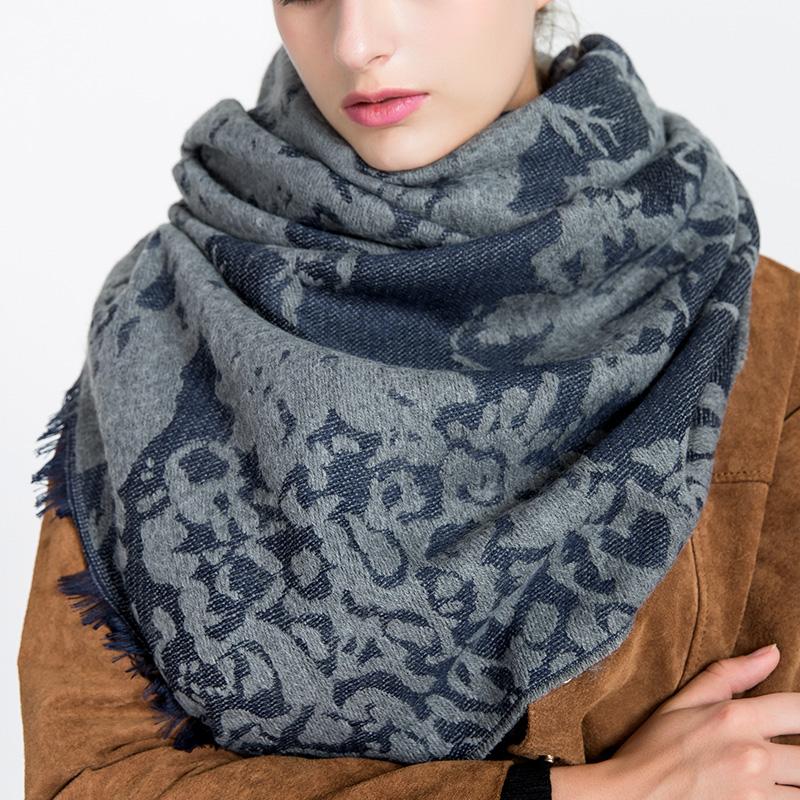 

Winter Warm Cashmere Scarf For Women 3D Stereo Flower Shawl Fashion Cashew Girl Scarves Shawls Dual Use Bandanas