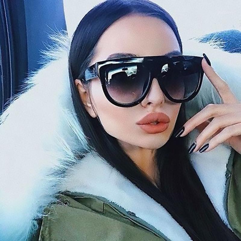 

Fashion Flat Top Sunglasses Women European And American Retro Brand Designer Black Feminine Glasses Female Sun UV400 Cute