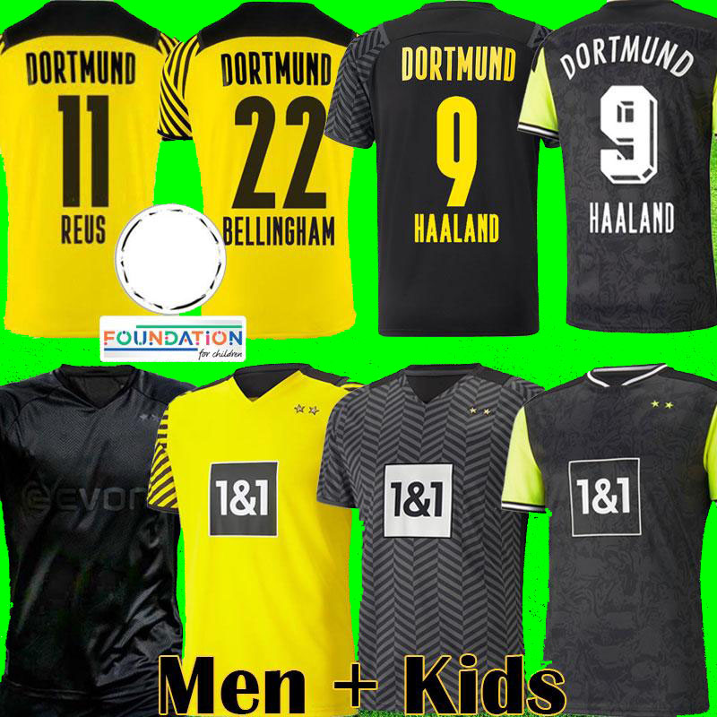 

21/22 High Quality HAALAND REUS Malen soccer jerseys Borussia Fan Player version home away third MUnd kids kits BRANDT PLSZCZEK BELLINGHAM HU, Black;yellow