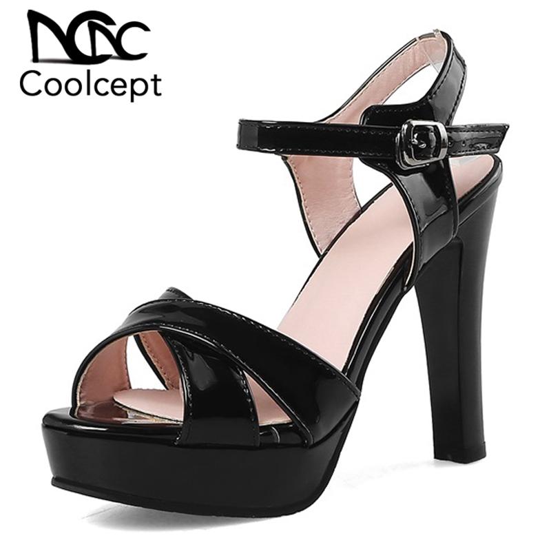 

CoolCept Fashion Women High Heel Sandals Platform Ankle Strap Summer Shoes Vacation Office Ladies Footwear Size 32-43, Black