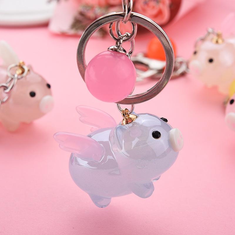 

Keychains Creative Acrylic Cute Wings Pig Keychain Gift For Women Men Kids Bag Keyring Accessories Car Charm Key Chains