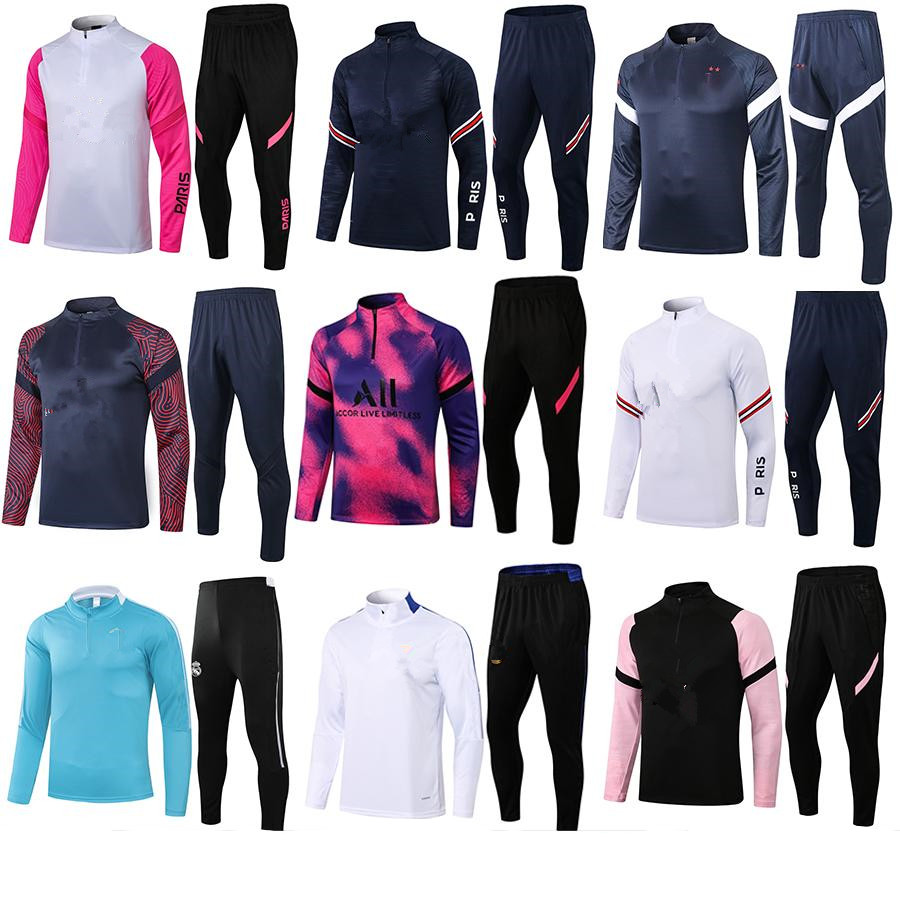 

21 22 adult kit Long messi soccer jersey tracksuit psgs MBAPPE jacket futbol Men Long sleeves Survetement sets Hommes Sportswear Adult training suits, Black